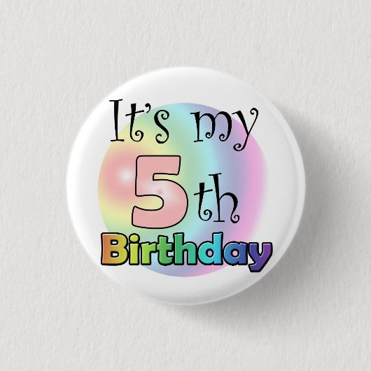 Roze It's my 5th Birthday Ronde Button 3,2 Cm (Voorkant)
