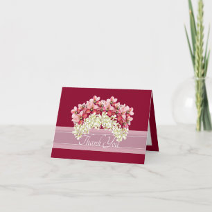 Roze ivoor dubbele orchideeënkrans Elegant dank je Bedankkaart