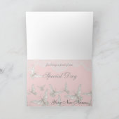 Roze & Ivoorkust Butterflies en Loace Dank u Bedankkaart (Binnen)