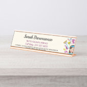 Roze Ivoorschoonmaakcartoon Merk Bureau Naambordje (Voorkant)