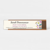 Roze Ivoorschoonmaakcartoon Merk Bureau Naambordje (Voorkant)