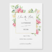 Roze/Ivory Waterverfrozen 'Save the Date' (Voorkant)