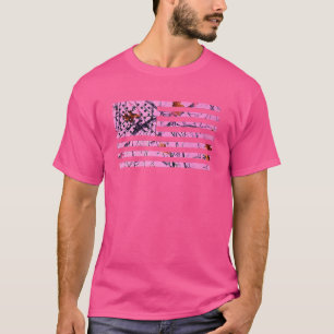 Roze Jacht Camo Vlag Amerikaans Usa Us Camouflage T-shirt