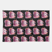 Roze Jack-O' lantaarn Sinaasappel bladeren zwart H Theedoek (Horizontaal)