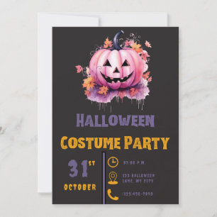 Roze Jack-O' Lanterns en Zwarte Bladeren Halloween Kaart
