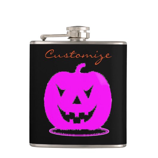 Roze Jack o'lantern Halloween Thunder_Cove Heupfles (Voorkant)