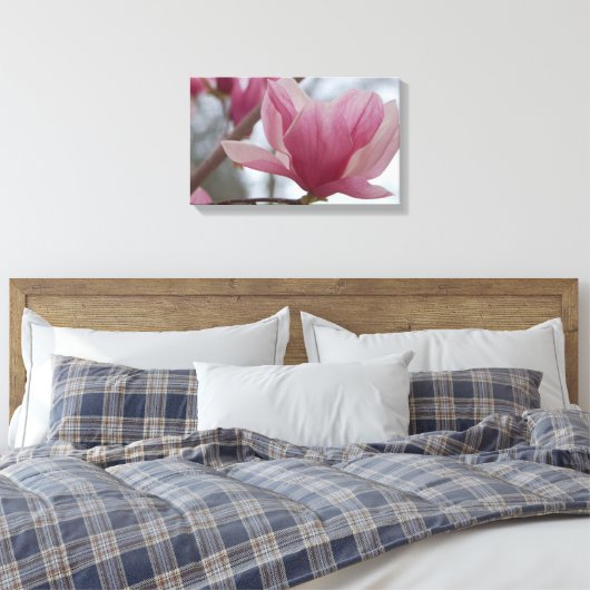 Roze Japans Magnolia Canvas Print (Insitu (Slaapkamer))