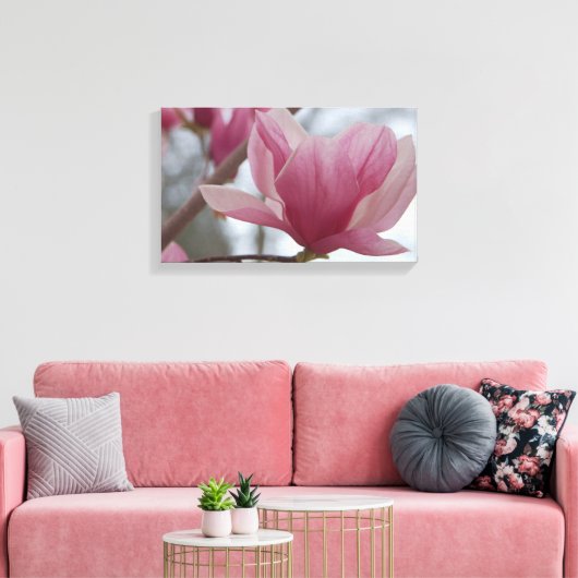Roze Japans Magnolia Canvas Print (Insitu (Woonkamer))