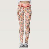 Roze Japans Maneki Neko Kat en Sushi Leggings (Voorkant)