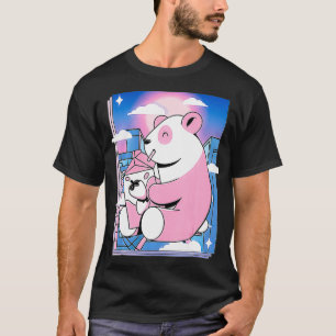 Roze Japanse Milkshake esthetische Kawaii Aardbei T-shirt