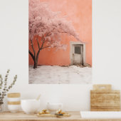 Roze Japanse winterscène Poster (Keuken)