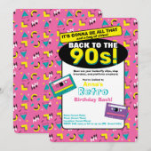 Roze jaren 90 uitnodiging (Voorkant / Achterkant)