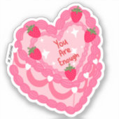 Roze Je bent genoeg  hart taart Sticker (Voorkant)