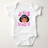 Roze "Jesus Loves Me" Design Romper (Voorkant)