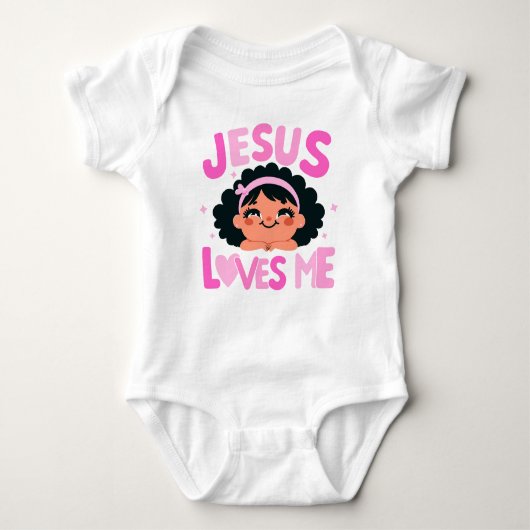 Roze "Jesus Loves Me" Design Romper (Voorkant)