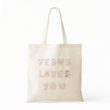 Roze "Jesus Loves You" Canvas tas
