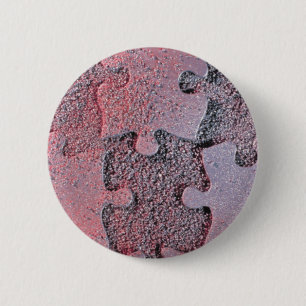 Roze Jigzaag Puzzle for Autism Awareness Maand Ronde Button 5,7 Cm