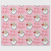 Roze Jolly Santa Claus Kerst Cadeaupapier (Vlak)