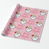 Roze Jolly Santa Claus Kerst Cadeaupapier (Uitgerold)