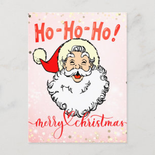 Roze Jolly Santa Glimlachend Gezicht Kerstmis Briefkaart