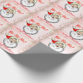 Roze Jolly Santa Glimlachend Gezicht Kerstmis Cadeaupapier (Hoek)