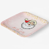 Roze Jolly Santa Glimlachend Gezicht Kerstmis Papieren Bordje (Gebogen)