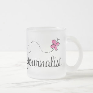 Roze journalist matglas koffiemok