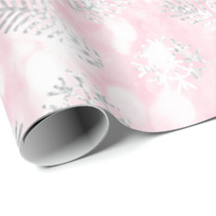 Roze Joy Glitter-Feestdagen voor kerstbomen Snowfl Cadeaupapier