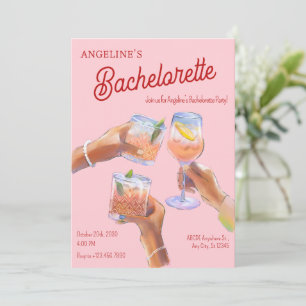 Roze juicht vrijgezellenfeest toe kaart