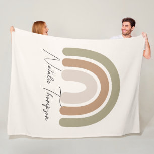 Roze jumbo-regenboog op een schattig monogram voor fleece deken