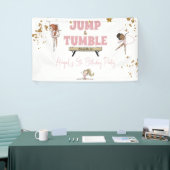 Roze Jump & Tumble Gymnastiek Verjaardagsfeest Spandoek (Beurs)