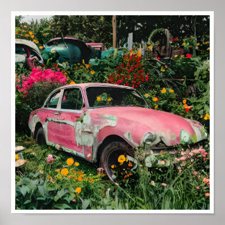 Roze Junkyard Car Poster