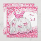  Roze Jurk Baby shower Kaart (Voorkant / Achterkant)