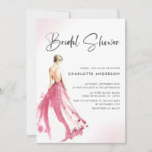 Roze jurk bruids douche uitnodiging (Voorkant)