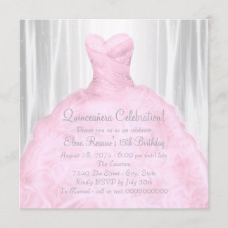 Roze jurk Elegante roze Quinceañera Kaart