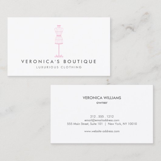  roze jurk Form II Boutique Visitekaartje (Voorkant / Achterkant)