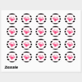 Roze juweel met zwarte & witte strepen Sticker (Vel)