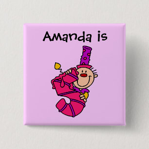 Roze Kaarsenclown 5e Verjaardag Button