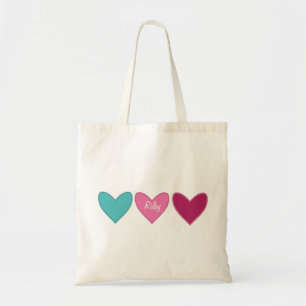 roze Kaart + 3 harten Valentijn's Day Tote Bag