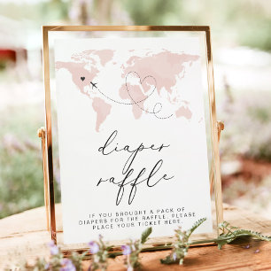 Roze kaart avontuur baby luier raffle poster