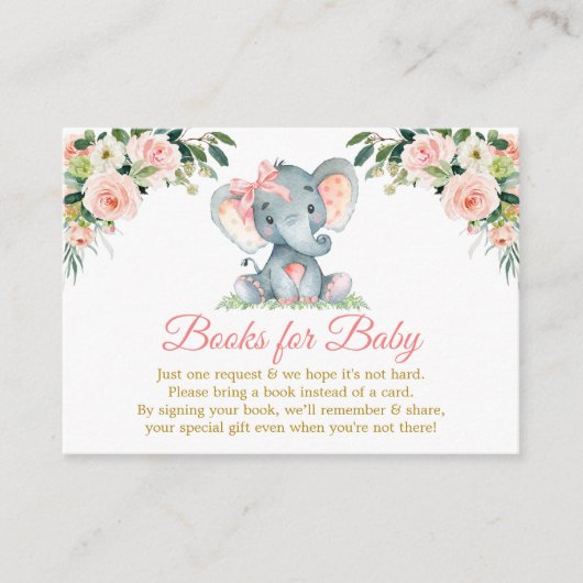 Roze Kaart met flessenflats Elephant Bow Shower En (Voorkant)