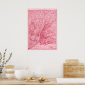Roze kaart van New York City Poster (Keuken)