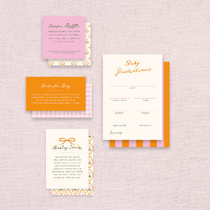 Roze kaart voor luierraffle bij baby shower