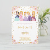 Roze Kaarten van Floral Glitter Princess (Staand voorkant)