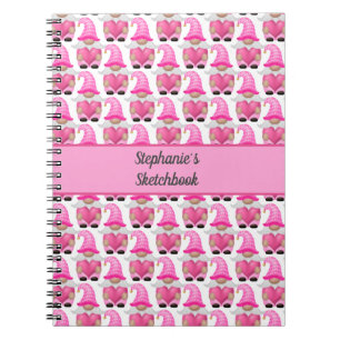 Roze kabouterharten bos schetsboek Schattig Notitieboek