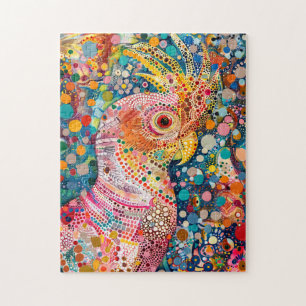 Roze kaketoe in Aborigines-stippenkunststijl Legpuzzel