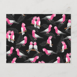 Roze kaketoes vogelpatroon briefkaart