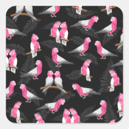 Roze kaketoes vogelpatroon vierkante sticker