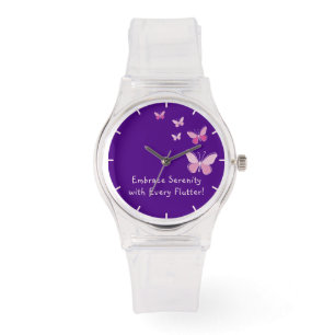 Roze Kaleidoscoop van Vlinder Jouw naam Indigo Horloge