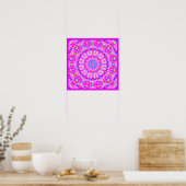 Roze Kaleidoscope Meditation Poster w Border Small (Keuken)